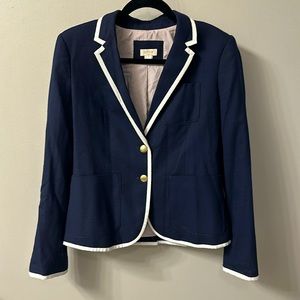 J.Crew Blue blazer with white trim and gold buttons on sleeves